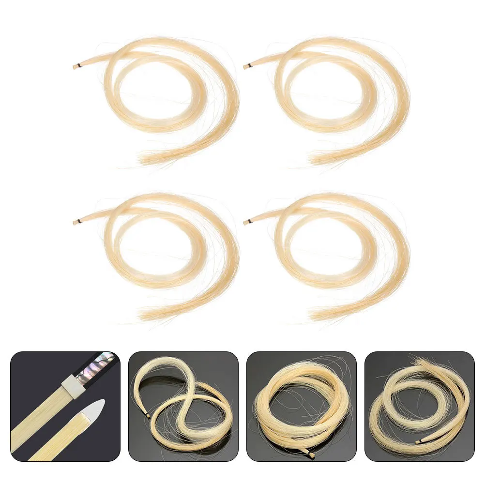 4 قطعة قوس الكمان الشعر الأبيض الحصان الذيل المواد الطبيعية Rehair استبدال أداة الملحقات لوازم الكمان