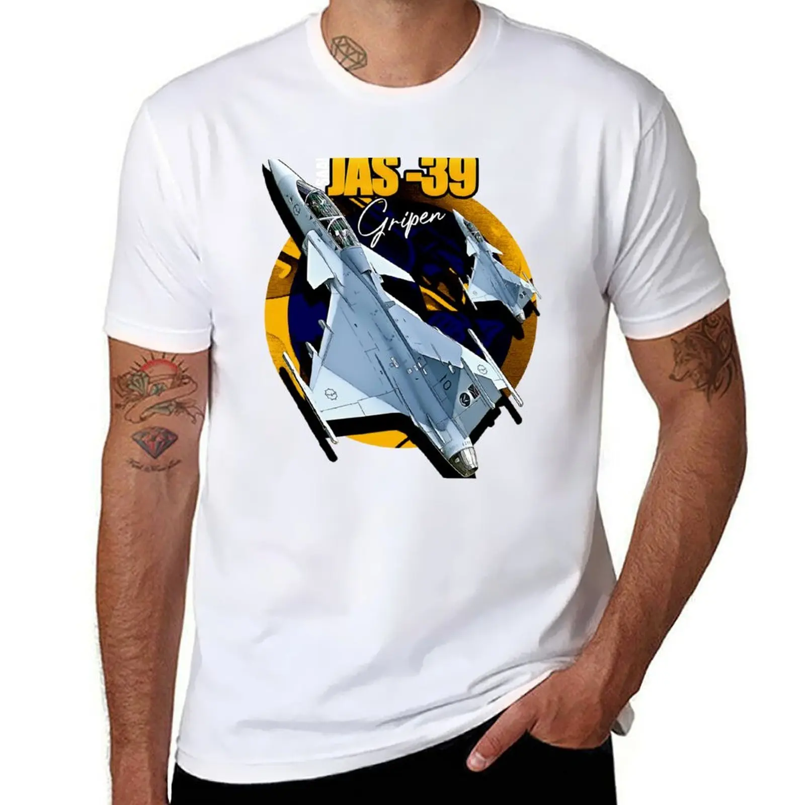

JAS39 Gripen Swedish Air Force Fighterjet T-Shirt men t shirt cotton 100% t shirts with prints T-Shirt