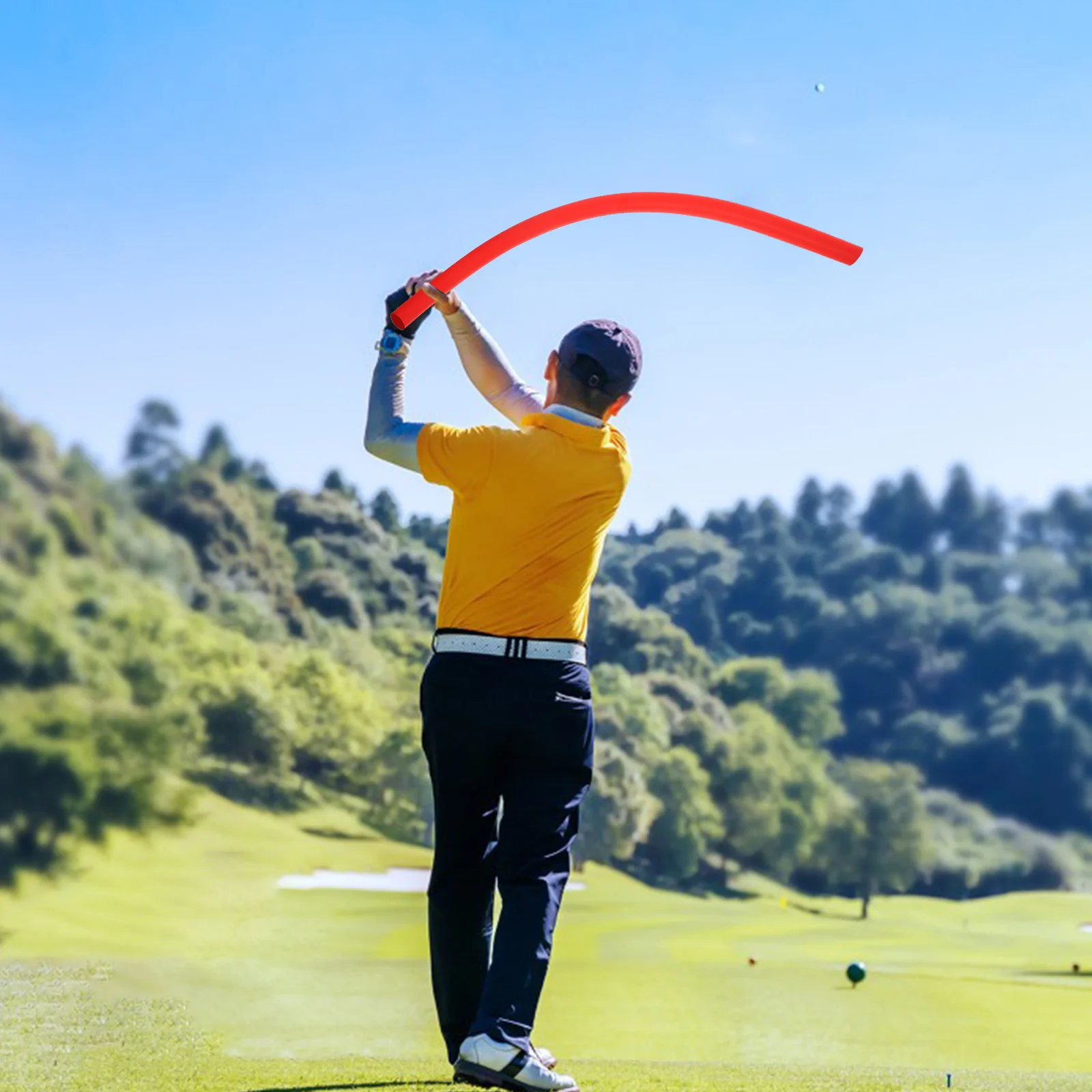 Red Golf Swing Practice Stick Soft Flexible Training Aid for Wrist Shoulder Protection Multi-Use Exercise Tool