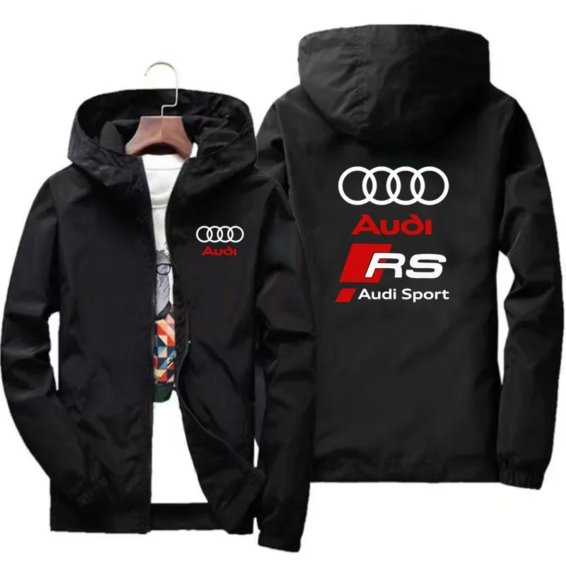 

Audi Racing Team Logo Men's Motorcycle Jacket - Windproof Cap Sleeve - Simple and Fashionable Design -Suitable for Daily Wearing