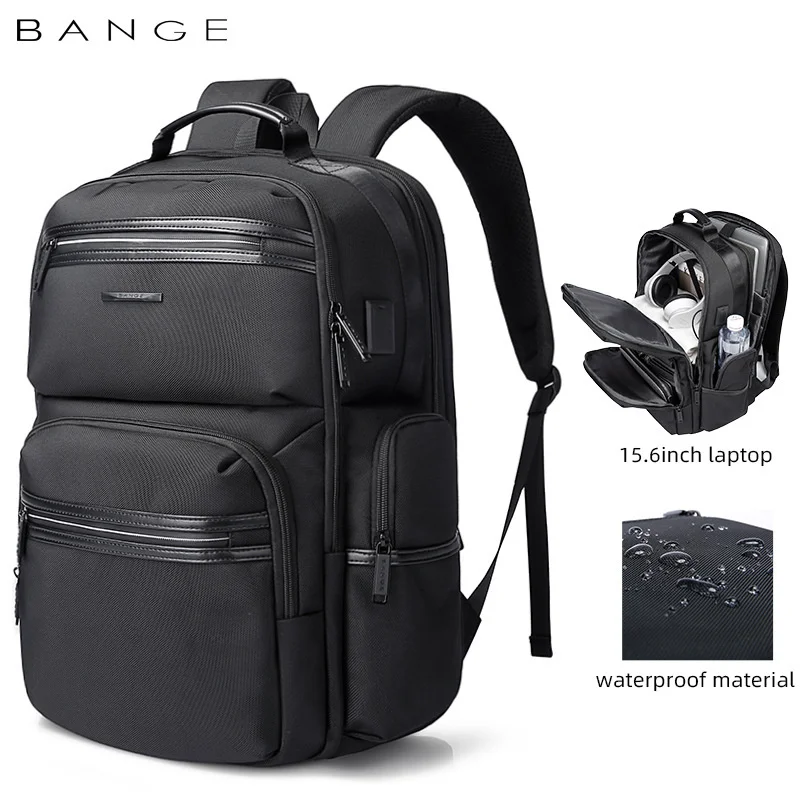 

BANGE Sports Backpack 15.6 Anti-wrinkle Waterproof USB Recharging Oxford Backpack Men Fashion Travel Bag Backpacks