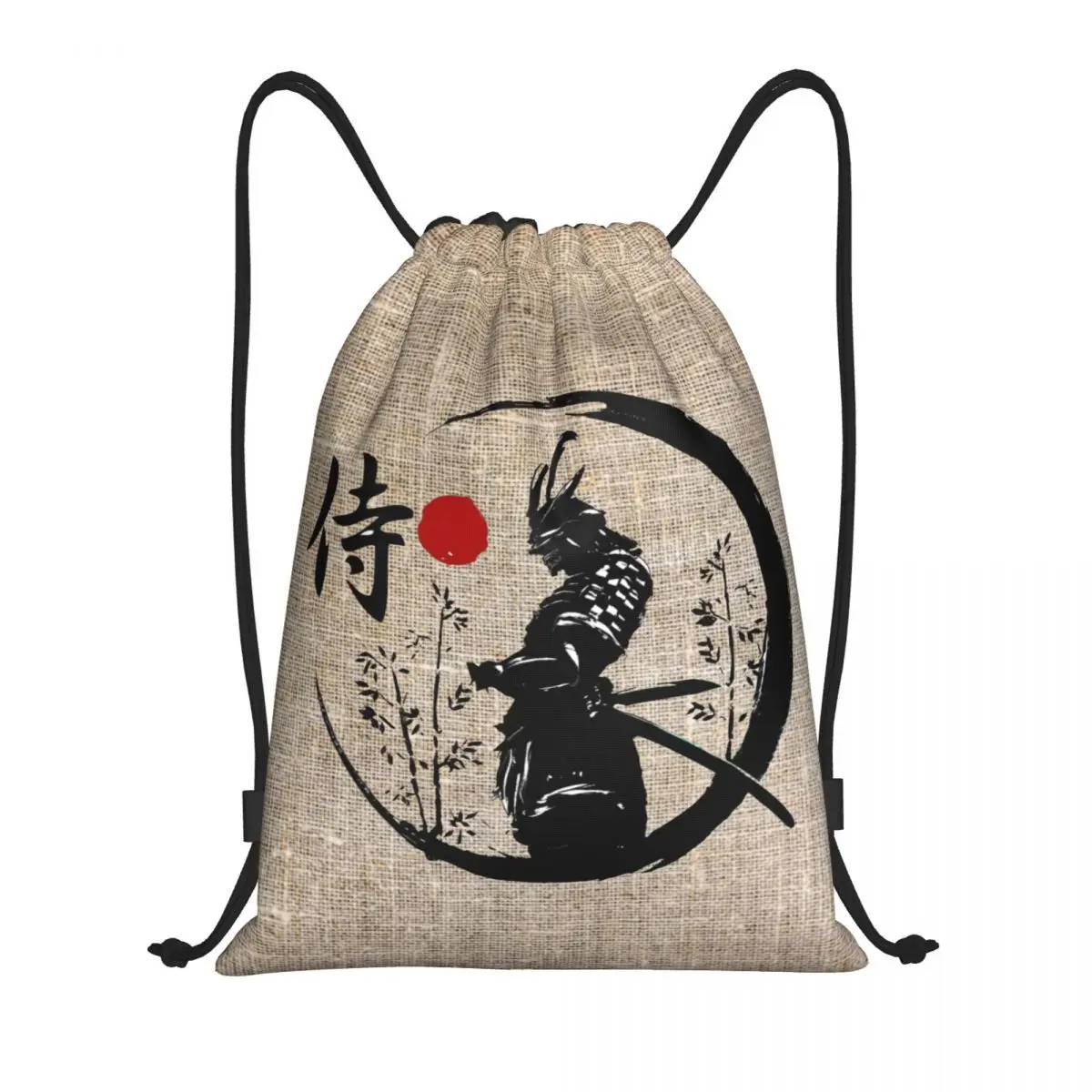 Japanese Samurai Warrior Drawstring Backpack Women Men Sport Gym Sackpack Portable Katana Bushido Training Bag Sack