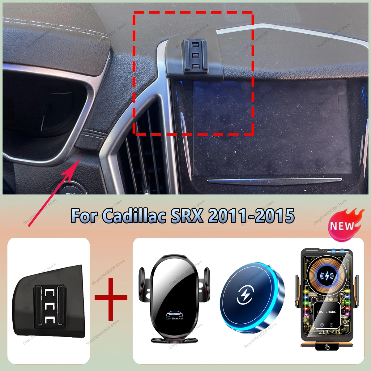 Suporte magnético para tela de carro com carregamento sem fio para magsafe, compatível com Cadillac SRX 2011-2015.
