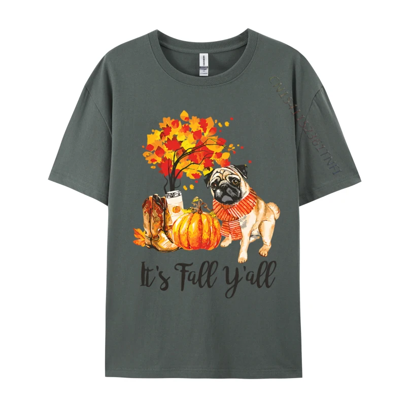 

Its Fall Yall Pug Dog Autumn Leaves T-shirt Top T-shirts Tops & Tees Graphic Cotton Family Mens Designer T Shirt