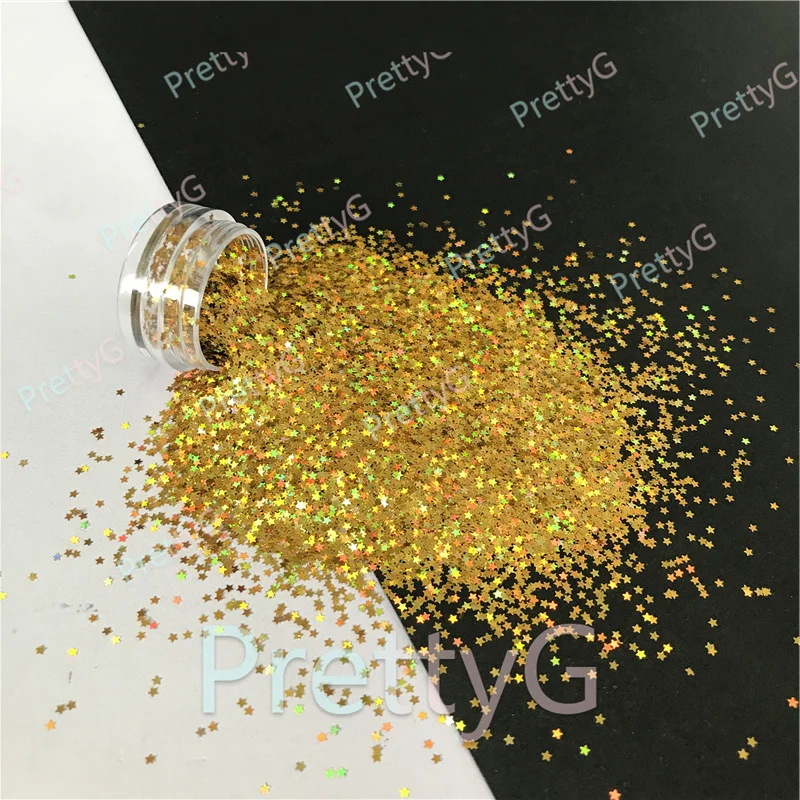 PrettyG 1 Box 13 Colors 1MM Star Shape Colorful Holographic Glitter Gel Nail Art Decoration Handwork DIY Accessories