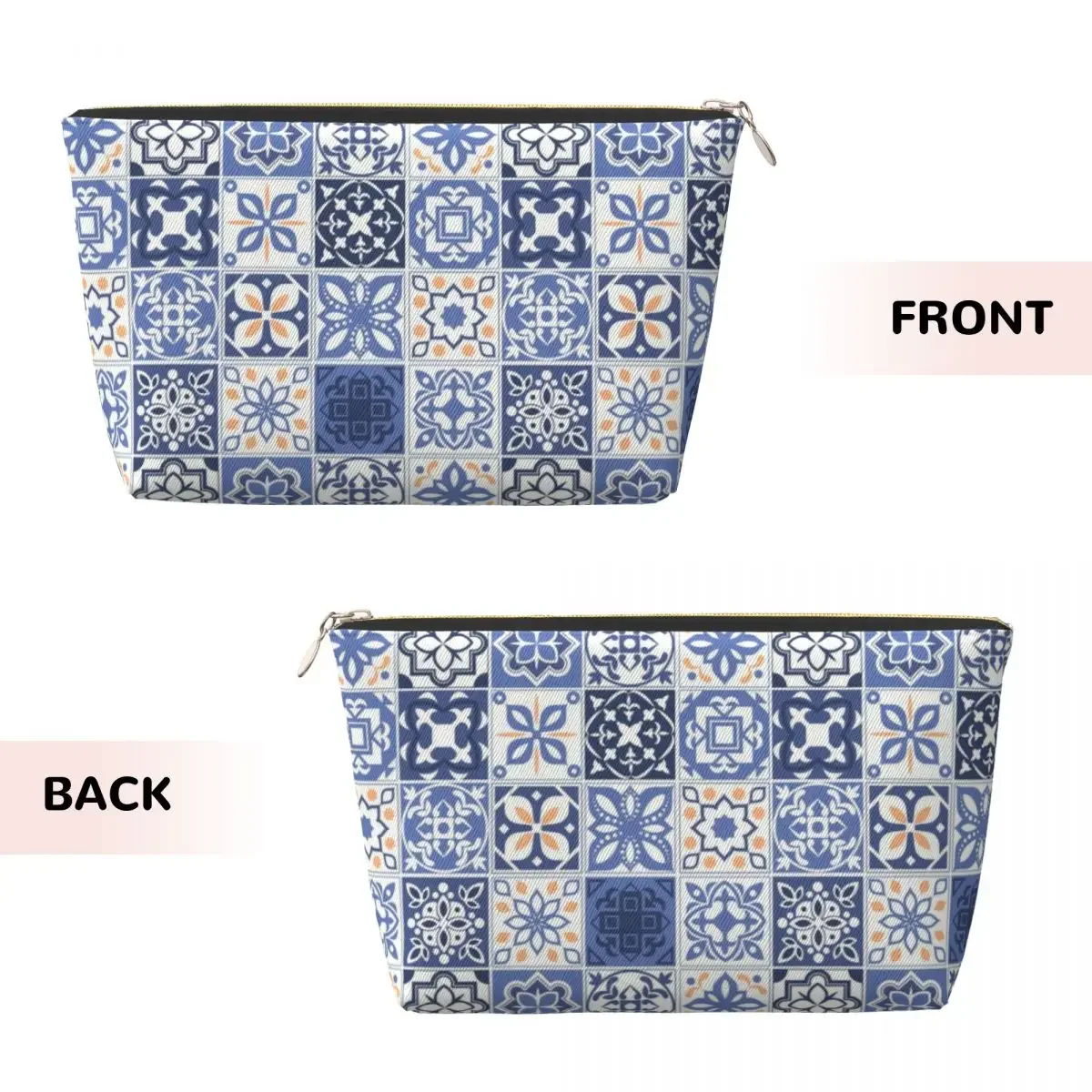 Custom Blue Portuguese Tile Travel Toiletry Bag Portugal Azulejo Flower Makeup Cosmetic Organizer Beauty Storage Dopp Kit