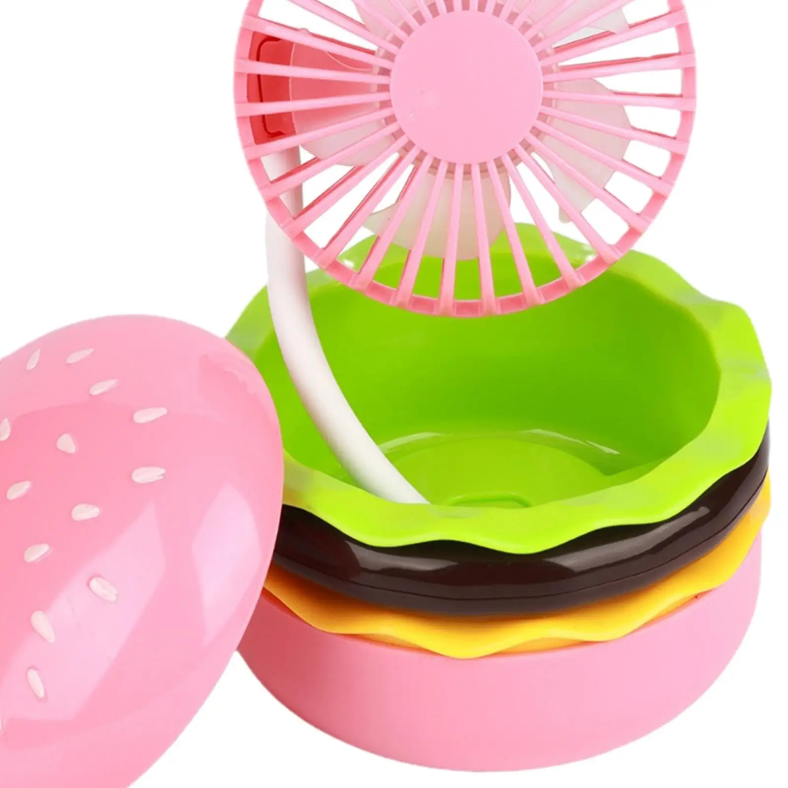 Niedlicher Burger Mini Schreibtisch ventilator Hand ventilator kompakt klappbar leise Kinder Outdoor Hand ventilator USB Schreibtisch ventilator für Zuhause Make-up Mädchen Büro
