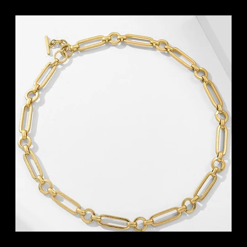 النحاس مطلي الذهب القديم الفضة معدن الكوبية قلادة الرجال والنساء الهيب هوب Ins الرياح OT مشبك تنوعا الساخن بيع قلادة