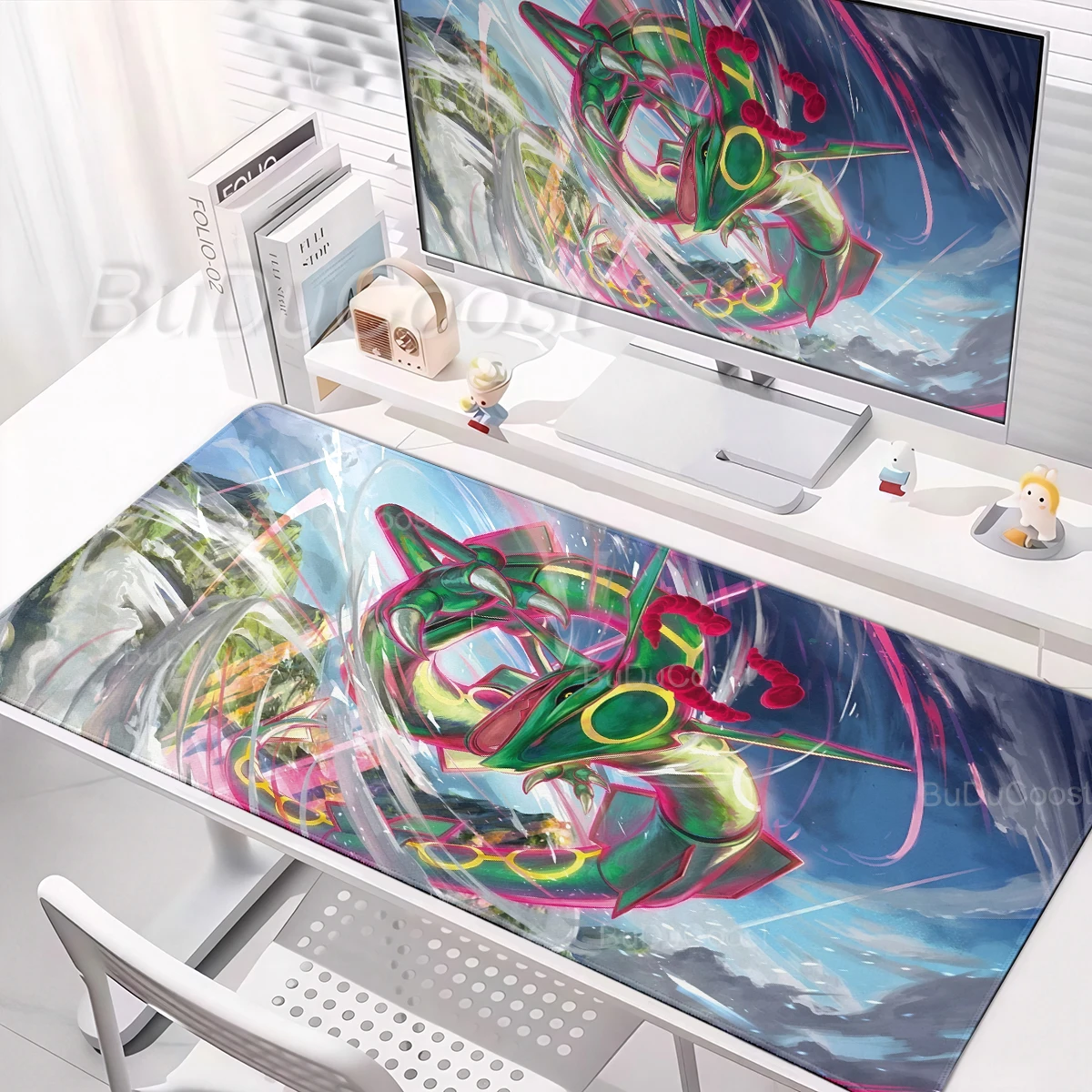 Pokemon Mega Rayquaza Spielmatte, großes Gaming-Mauspad, rutschfeste Schreibtischunterlage aus Gummi, Tastaturteppich, PC-Laptop-Gamer-Teppich, Büro-Mauspad