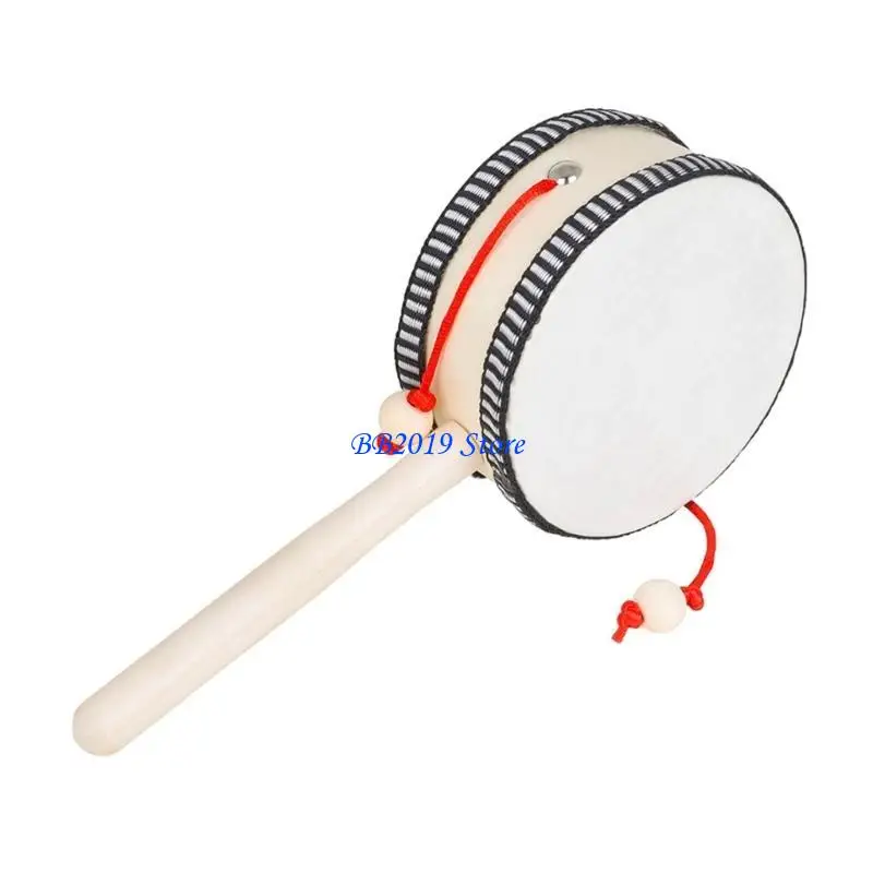 Q0KB Tradicional Drum Baby Rattle Rattle Toy Recém -nascido Crianças Educacional
