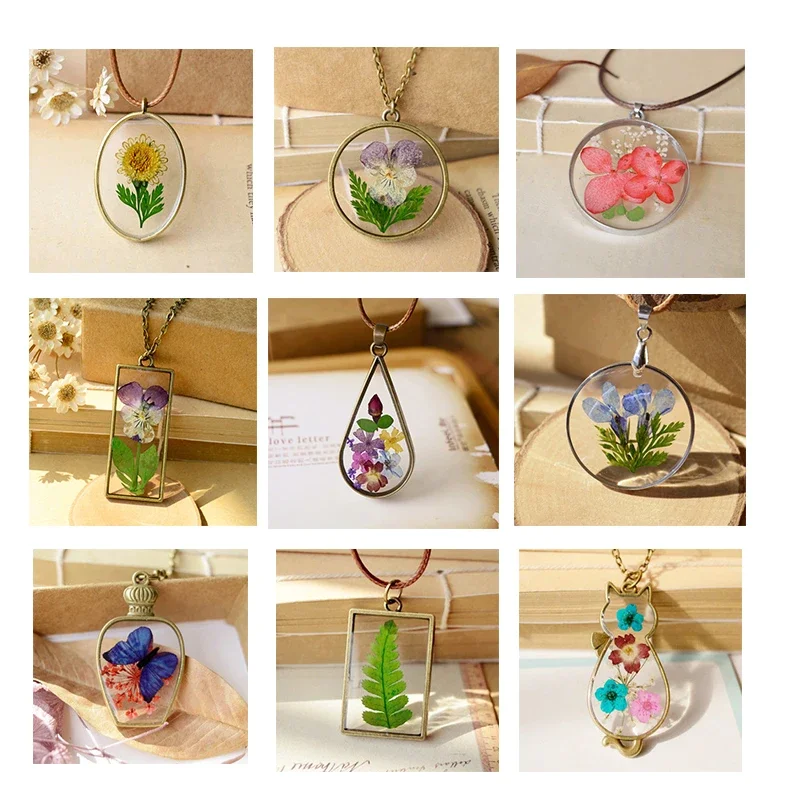 22 Style Retro Natural Dried Flower Pendant Necklace Immortal Flower Pressed Flower Necklace Sweater Chain Women Wholesale