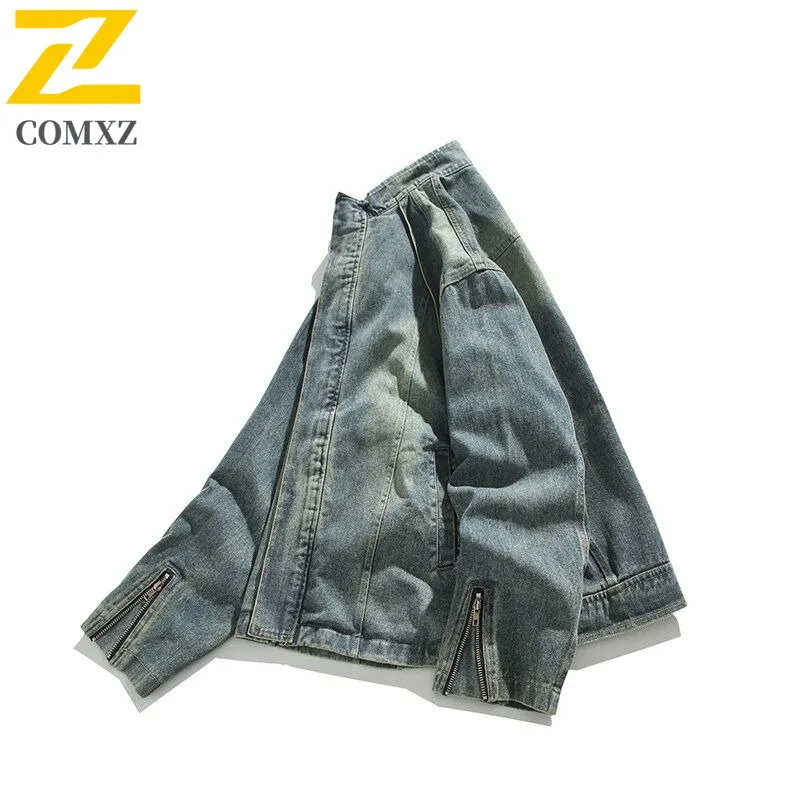 معطف رجالي COMXZ 2025 فضفاض عصري يسمح بمرور الهواء عالي الجودة للتخييم والمشي من قماش الدنيم معطف غير رسمي للسفر والتنزه سترة واقية #2