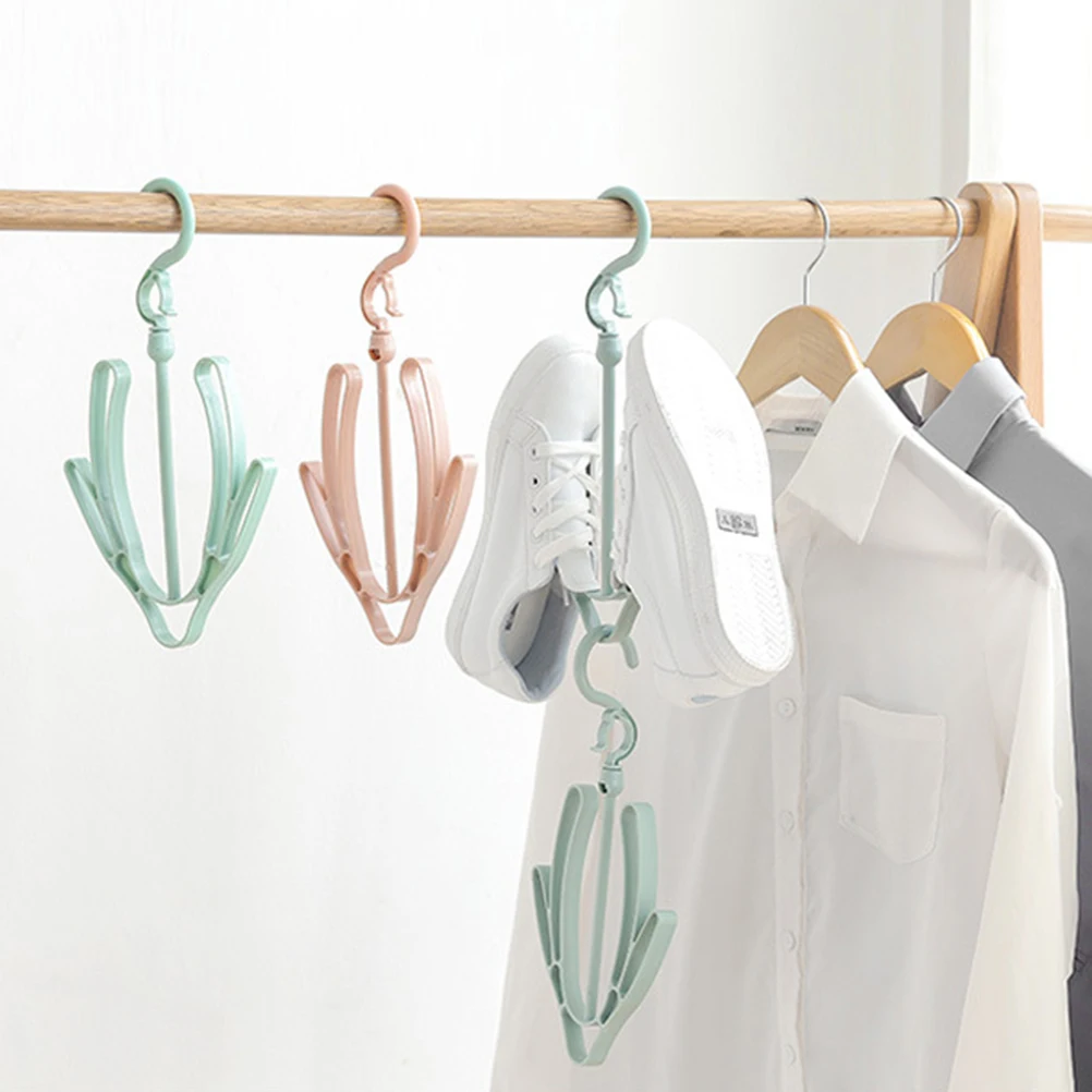 

2pcs Shoes Hanger Pp Material Wind Proof Drying Rack Shoe Organizer Double Hook Lightweight Space Saving For Home Outdoor Use