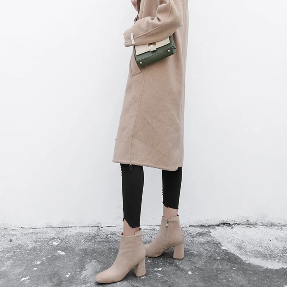 

1Pair Boots Women Square-Toed Chunky Heel Short Ankle Boots Autumn Winter Comfortable Fashion Outdoor Footwear