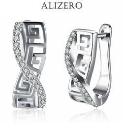 ALIZERO 925 Sterling Silver Fashion Design AAA Zircon Earrings For Women Wedding Engagement Charm Party Jewelry Gift