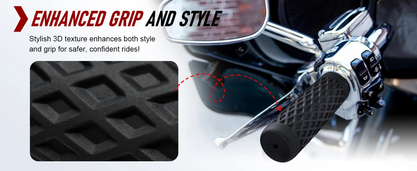 1" Silikon-Lenkergriffe für Harley Touring & Trike ab 2008, Softail 2016-2024, Low Rider S & FXSE 2016-2017 – Detail 4