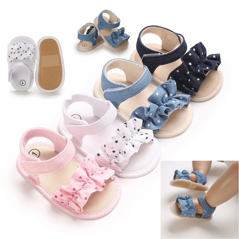 0-18M Cute Baby Sandals With Exposed Toes And Star Embellishments For Summer Outdoor Soft Soled Anti Slip Baby Shoes And Walking