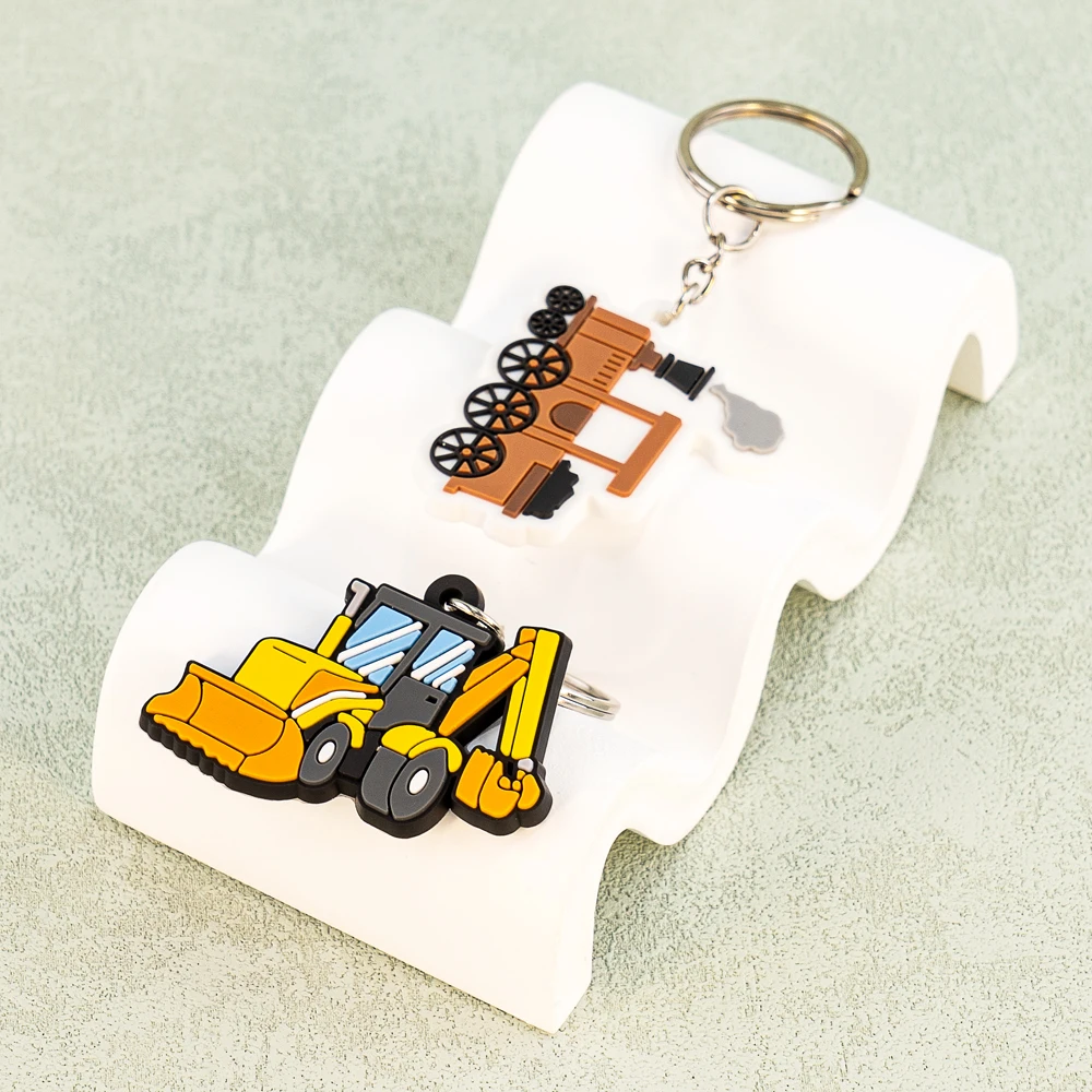 16PCS Set Vehicle Series Keychain Cute Train Helicopter Plane Keyring Fashion Car Key Accessories Kids Favor Birthday Key Gift