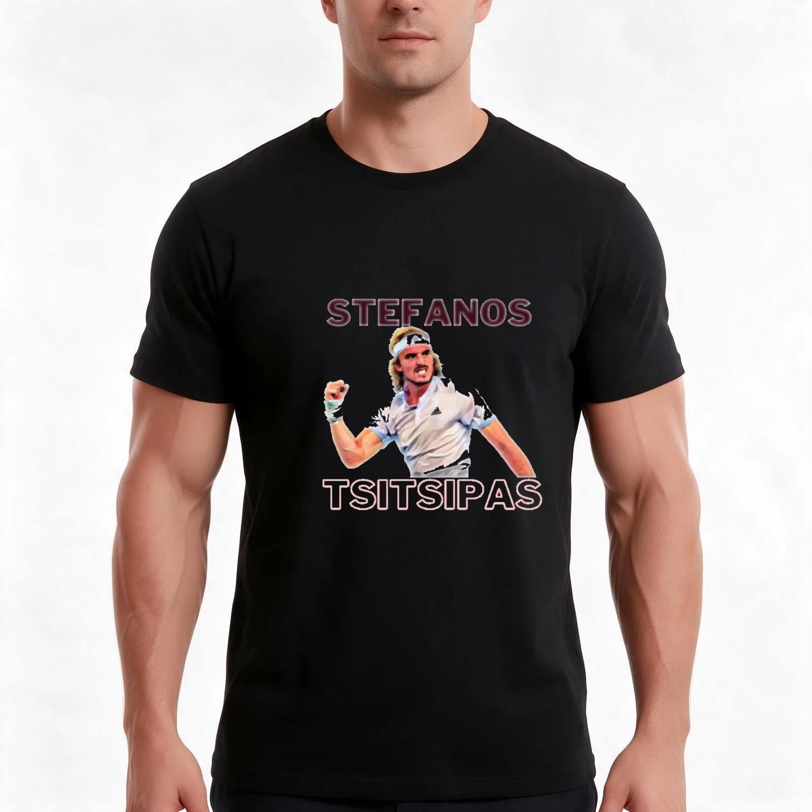 stefanos tsitsipas T-Shirt, Summer Casual Cotton Tee, Oversized Streetwear Tops, Vintage Graphic Print, Loose Fit Short Sleeve