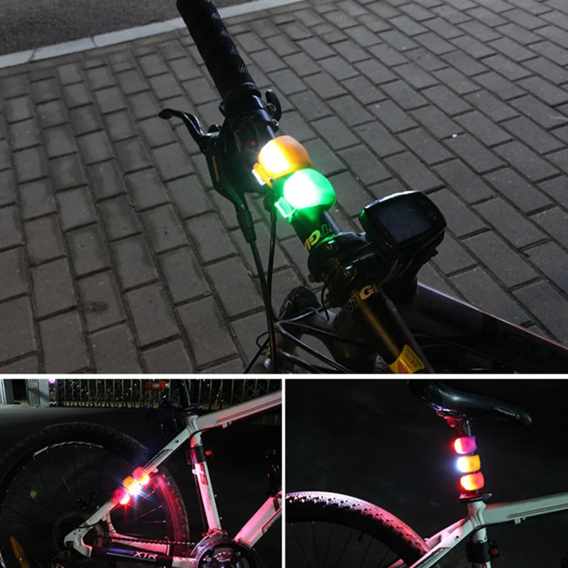 Bicycle Front Light Silicone LED Head Front Rear Wheel Bike Light Waterproof Cycling With Battery Bicycle Accessories