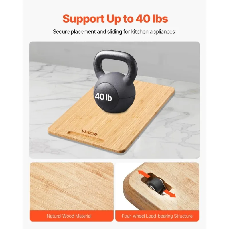 

VEVOR 14×9.5in Bamboo Appliance Slider Sliding Tray for Kitchen Countertop Movable Counter Organizer