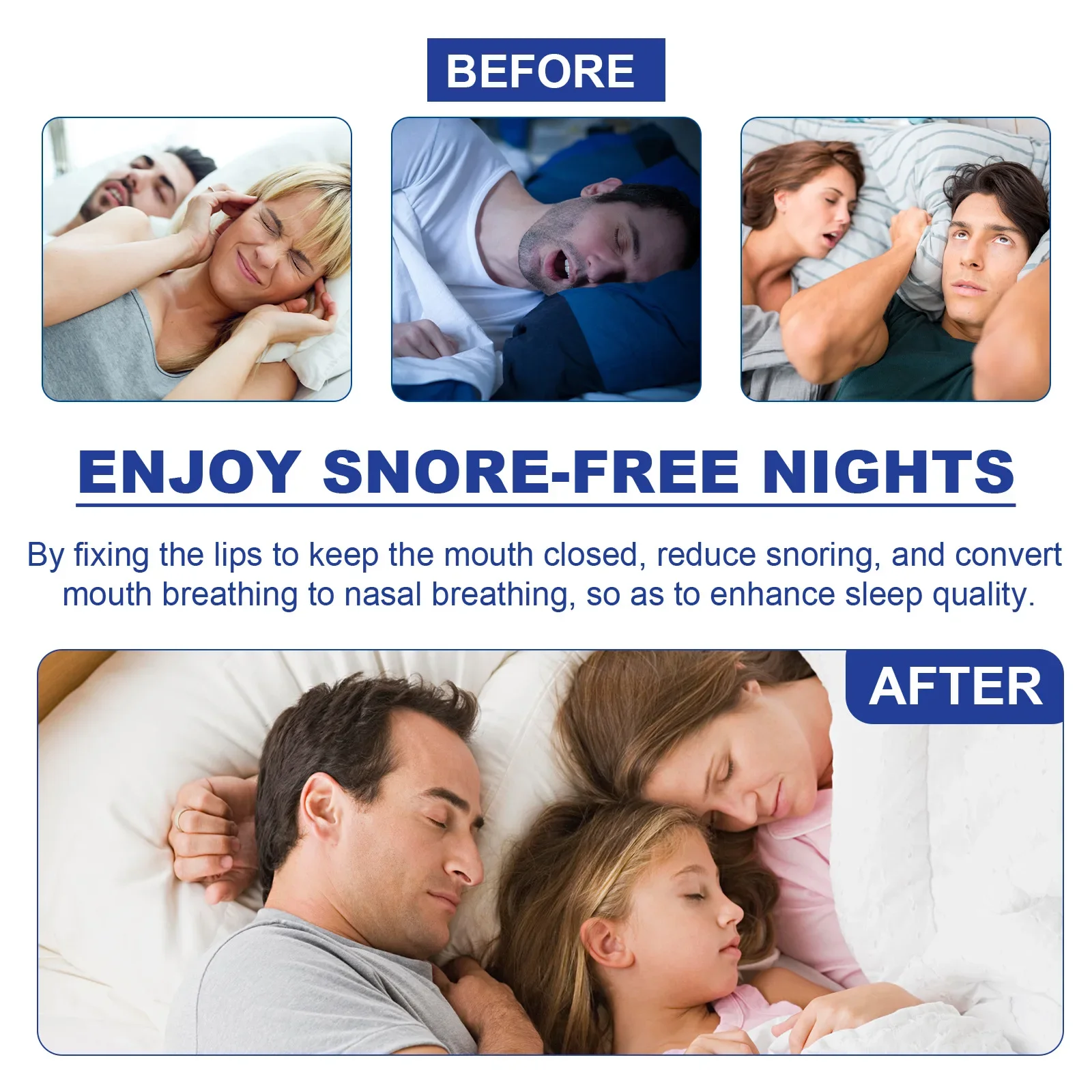 Anti Snoring Mouth Tape Nighttime Sleeping Mouth Breathing Improvement Reduce Dry Mouth Promote Nose Breathing Health Care