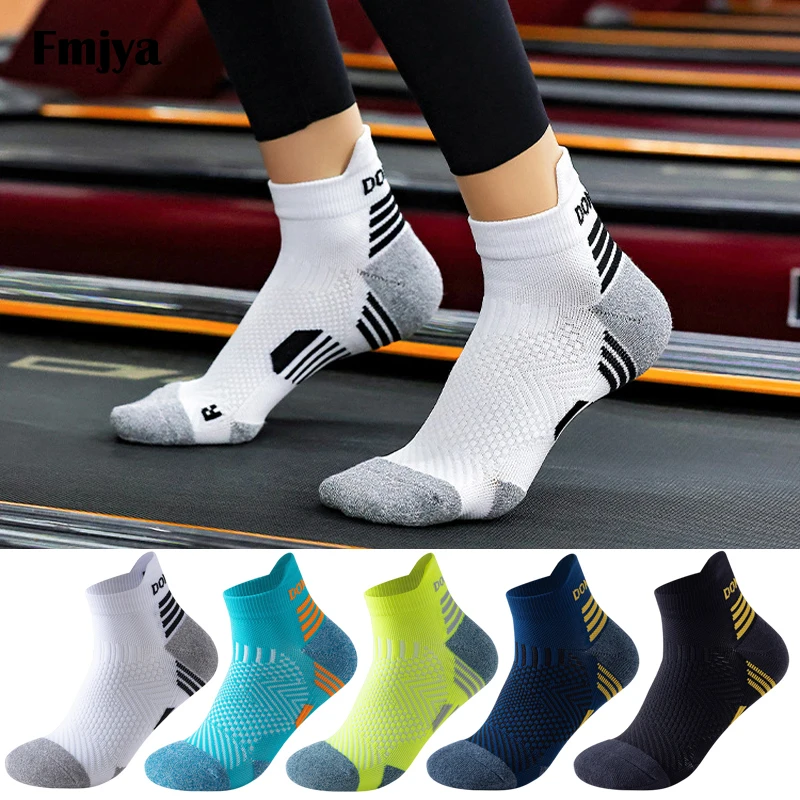 5 Pairs Marathon Running Sock Men Women Sports Fitness Thickened Cushioned Short Tube Low Cut Boat Ankle Socks