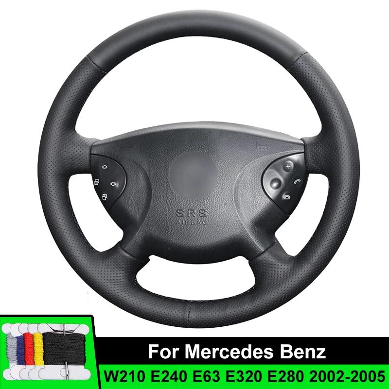

Car Steering Wheel Cover For Mercedes Benz W210 E240 E63 E320 E280 2002-2005 Fiber leather Car Accessories Steering Wrap