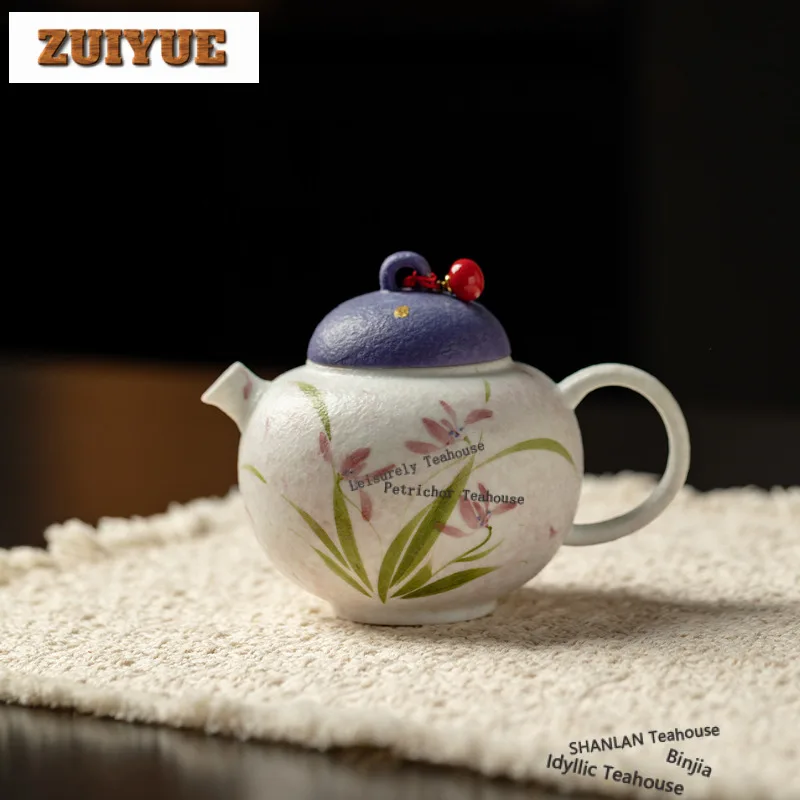 

145ml Hand-painted Orchid Teapot Luxury Tea Infuser Pot Tea Maker Kettle With Strainer Tieguanyin Drinkware Accessories Craft