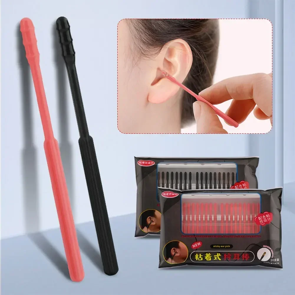 

20pcs Disposable Sticky Ear Swabs Pick Reusable Ear Cleaner Soft Silicone Ear Wax Removal Tool Earwax Remover For Adult Kid