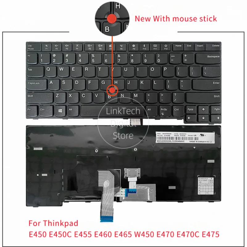 

New US Laptop Keyboard For Thinkpad Lenovo E450 E450C E455 E460 E465 W450 E470 E470C E475
