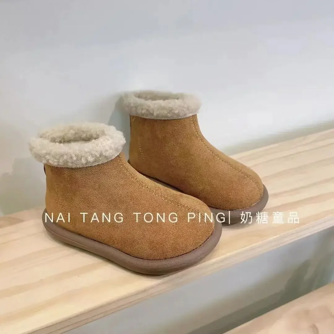2024 موضة أحذية أطفال الشتاء أفخم الدافئة الاطفال الثلوج الأحذية طفل دافئ حذاء طفل لينة وحيد طفل رضيع الأحذية