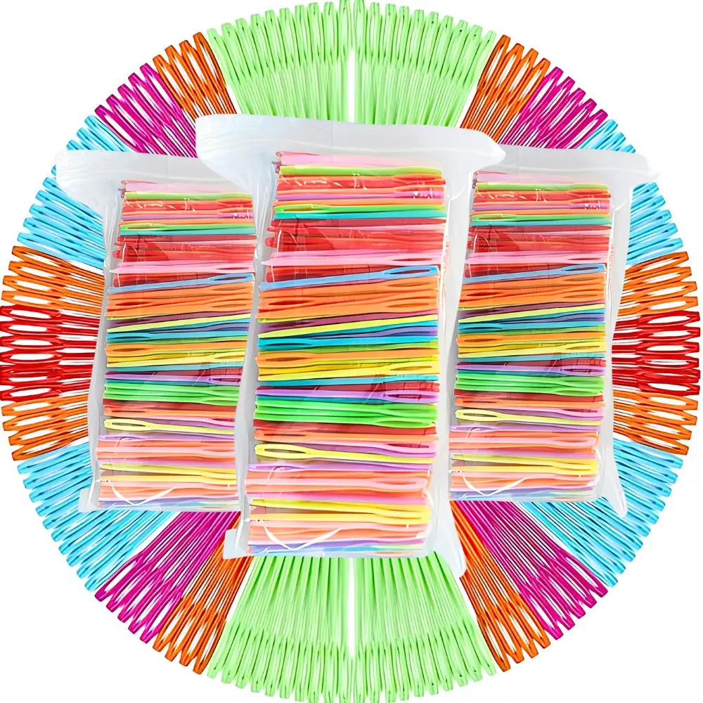 50/100 Stück Zufällige Farbe Plastik-Großöhrige Nähnadeln Großloch-Garnnadeln Strick- und Häkelwerkzeug YMY