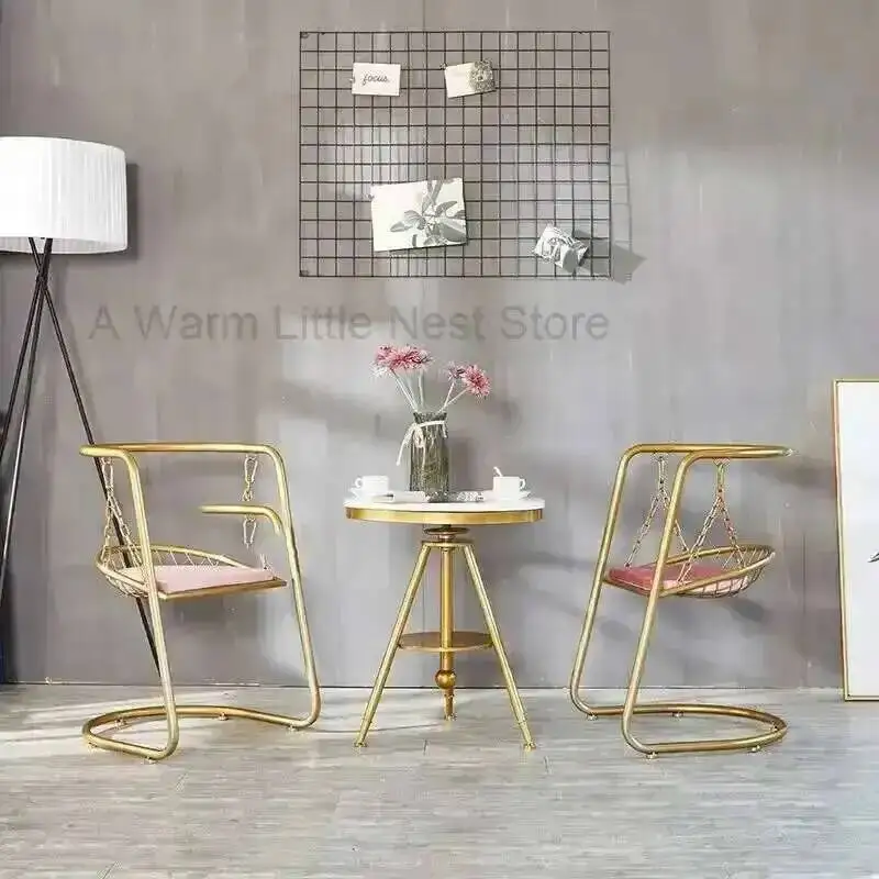 

Luxury Living Iron Room Chairs Wrought Golden Backrest Armchair Home Bedroom Furniture Sofa Side Table Leisure Sofa Chair M