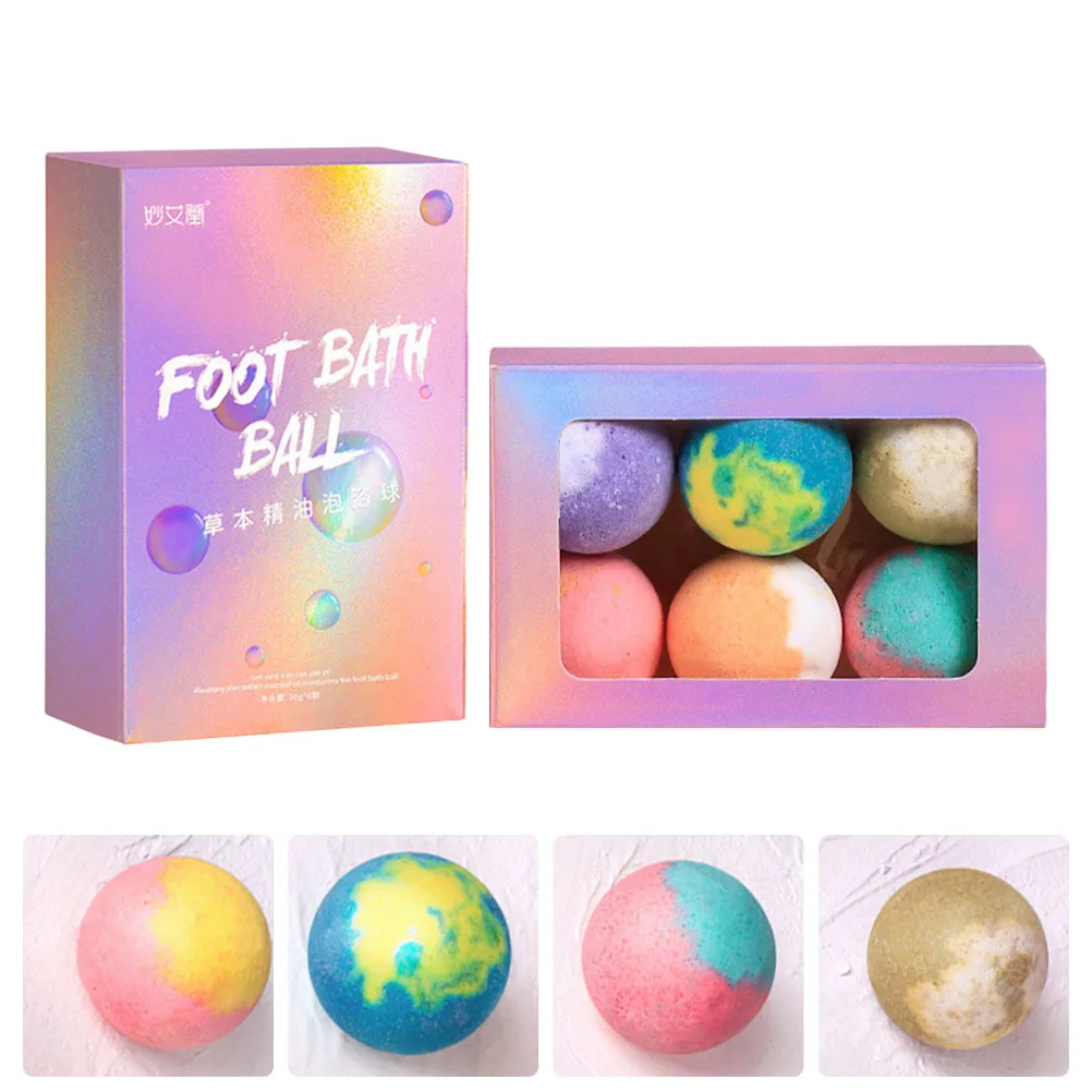 6 個のエッセンシャルボール海塩フットケア柔らかい肌のためのリラクゼーションスパフットケア入浴ボール