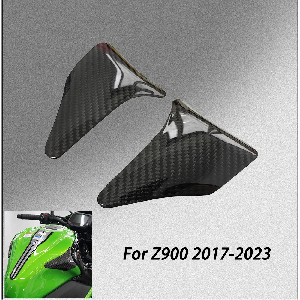 Motorrad-Kohlefaser-Kraftstofftankabdeckung zum Schutz für Kawasaki Z900 2017-2023, Kraftstofftank-Eckverkleidungsabdeckung, Zubehör