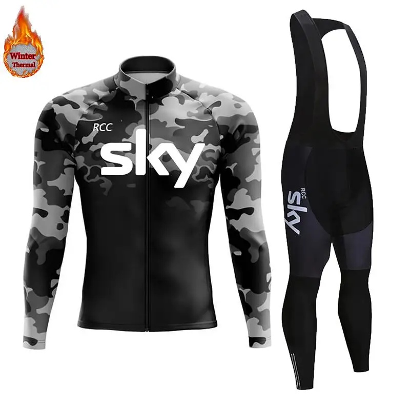 

RCC SKY Winter Thermal Fleece Cycling Jersey Sets Long Sleeve Bicycle Clothing Bike Wear Maillot Ropa Ciclismo Cycling Suit