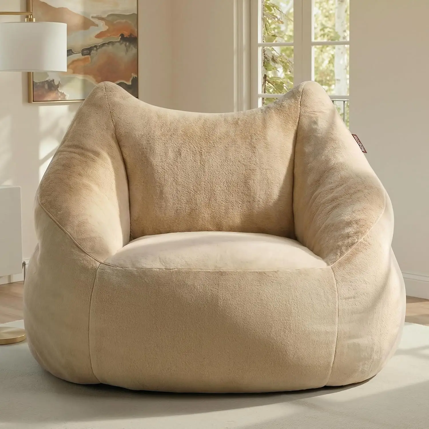 Relefree Cafy Bean Bag Chair for Adults,Oversized Reading Chair with Armrests,Memory Foam Filling Comfy Chair,Giant Cozy Adult B