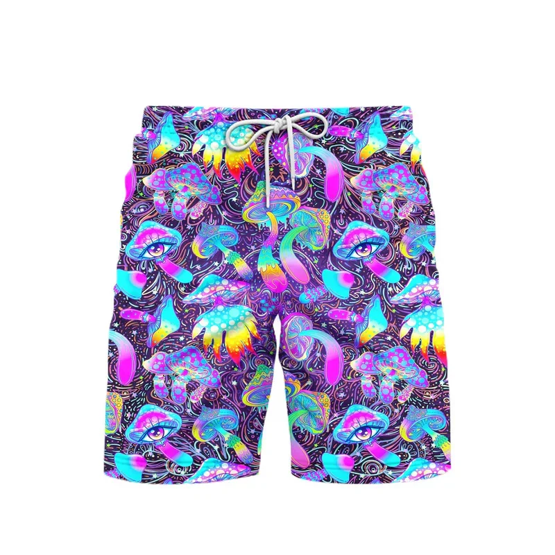 Fantasy Mushrooms 3D Print Beach Short For Men\'s Hip Hop Street Shorts Harajuku Personality Fashion Colorful Pattern Plant Pants