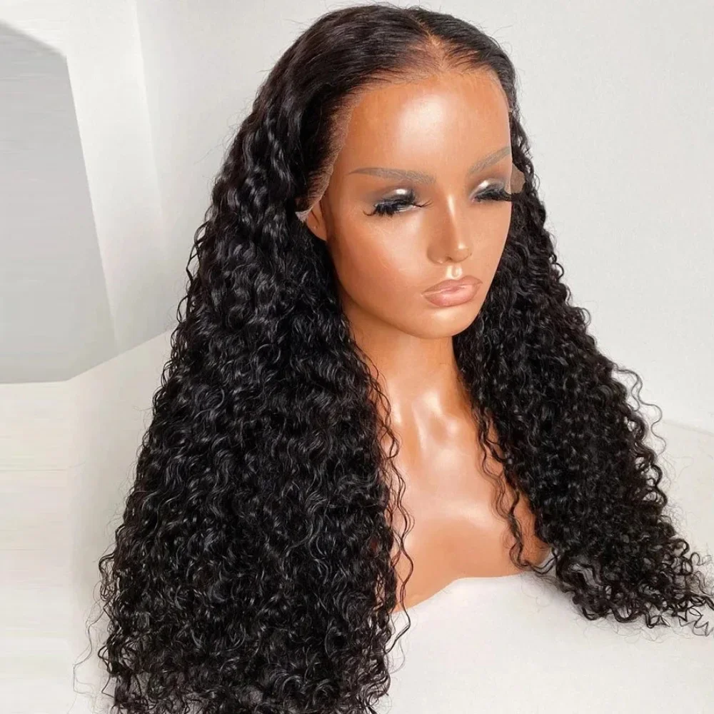 Deep Curly 13x1 T Part/13x4 Lace Front Wool Roll Synthetic Long Curly Wig For Women Middle Part Transparent Lace Wig Daily Use