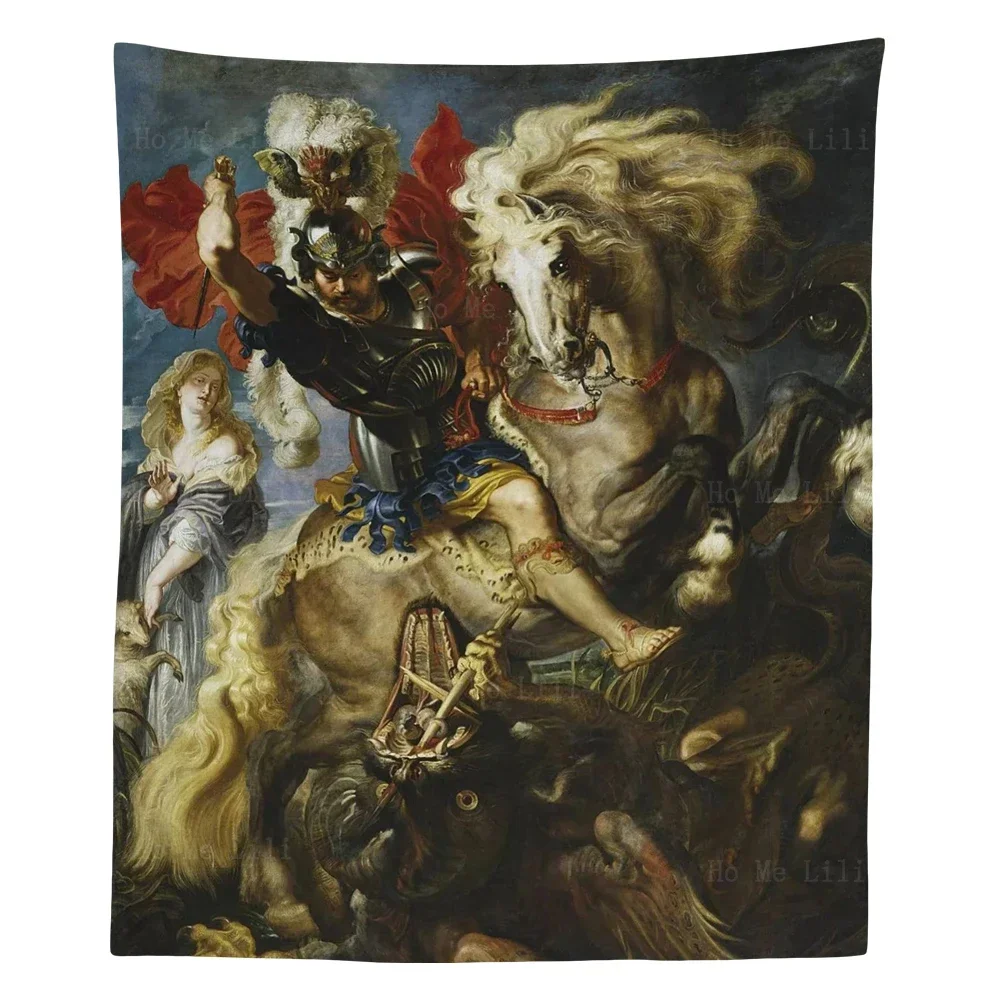 Tapiz colgante de pared con religión de la historia bíblica del dragón de San Jorge