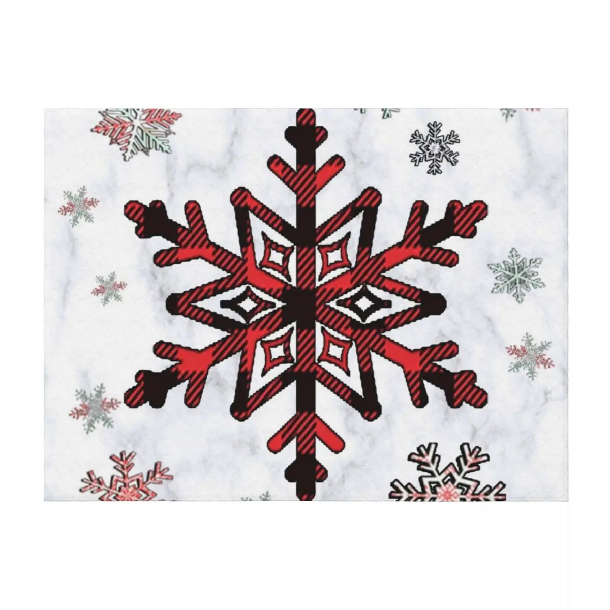 

Cabin Vibes: Winter Snowflake Pattern Buffalo Red, Green and White, Wintertime Design Flannel Graphic Cozy Christm Throw Blanket