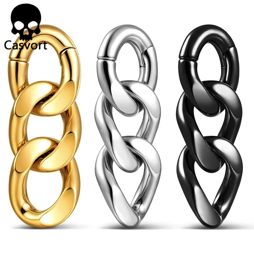 

Casvort 2PCS 4mm 6G Chain Ear Weights Hangers Plugs Expander Stainless Steel Piercing Women Man Fashion Earrings Jewelry Gift
