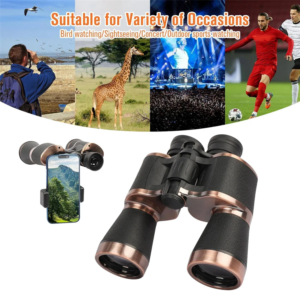 大人用ナイトビジョン双眼鏡,防水双眼鏡,バードウォッチング,旅行,サッカーゲーム,20x50