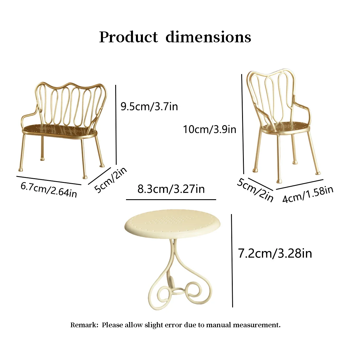Miniatur-Café-Tischstühle aus Metall im Maßstab 1:6, Tische, BJD, Puppenhausmöbel, Kinder, Rollenspiel, realistisches Küchenspielzeug