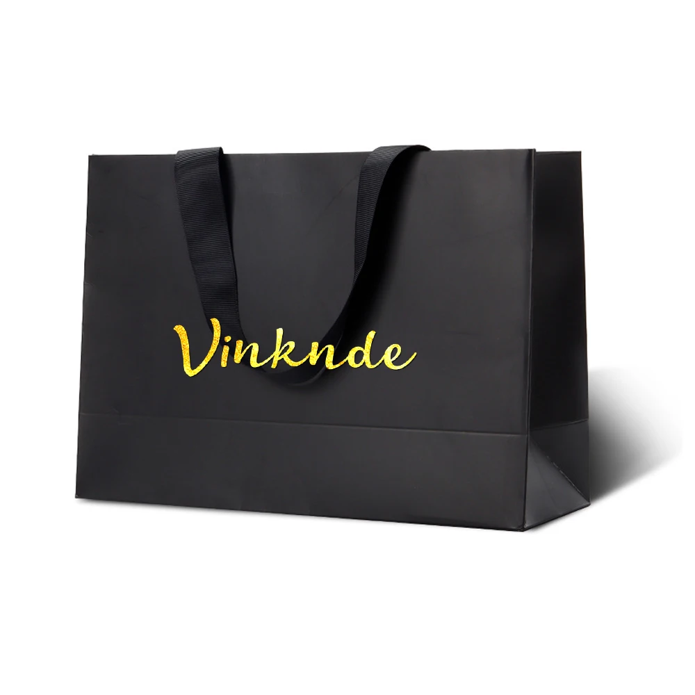 أكياس الورق الأخضر مقبض الملابس مع شعار الشريط مجوهرات الأعمال الورق المقوى حمل حقيبة شخصية الزفاف هدية عيد الميلاد كيس #5