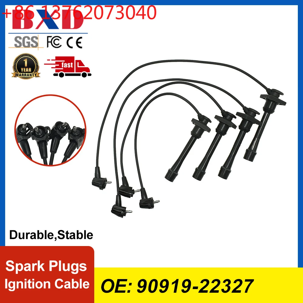 4X Spark Plugs Ignition Cable 90919-22327 9091922327 For Toyota Corolla 1.6L 1.8L 1993-1997