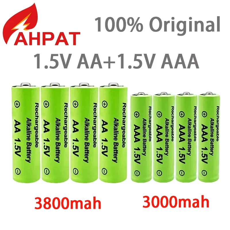 Batería AA recargable AA AAA + AAA NI MH de 1,5 V, alcalina AAA de 3800-3000mah para juguetes de antorcha, reloj, reproductor MP3, reemplaza la batería Ni-Mh