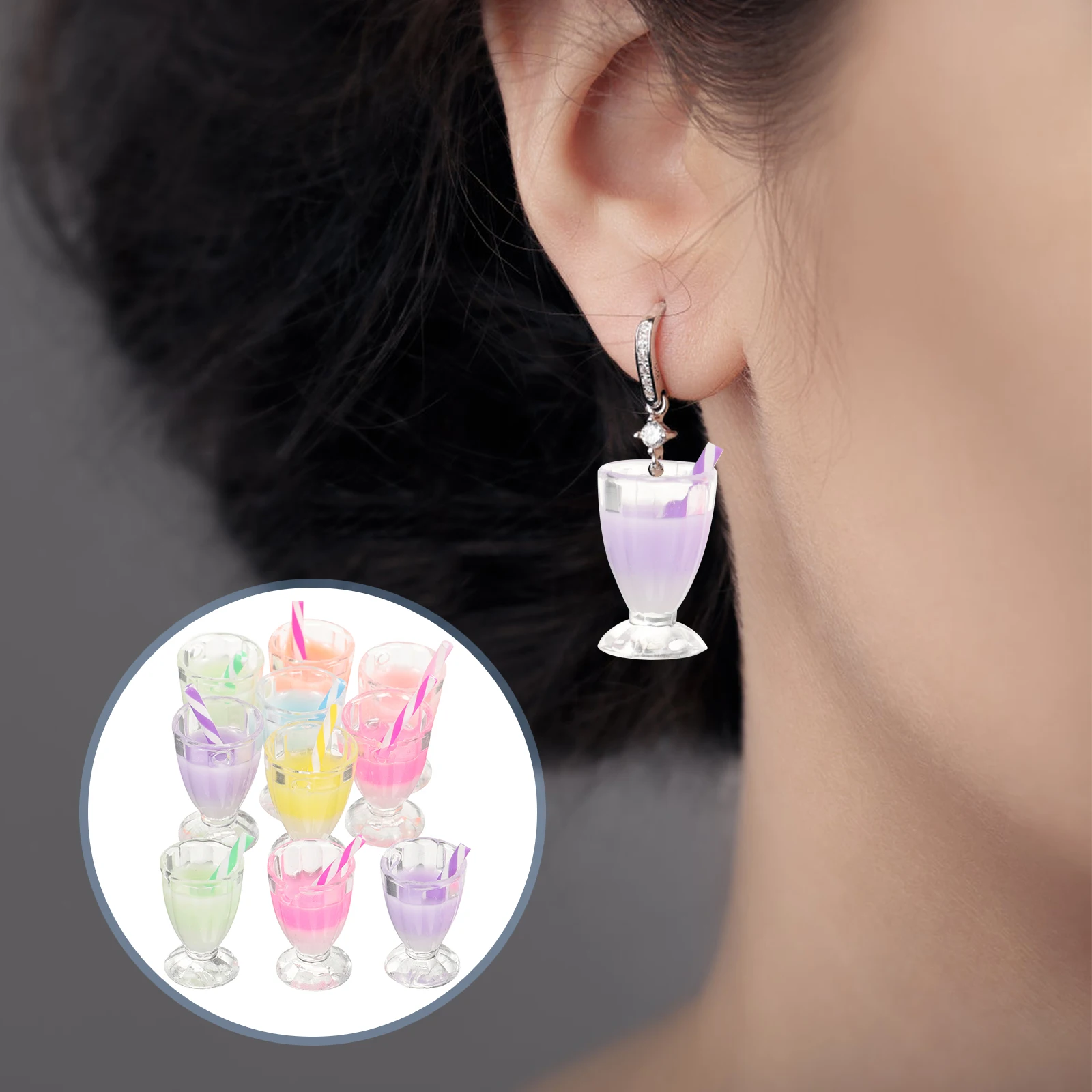 

10 Pcs Crafts Drinking Cup Charm Keychain Drinking Cup Pendant Earrings Crafts Charms Diy Jewelry Making Accessories