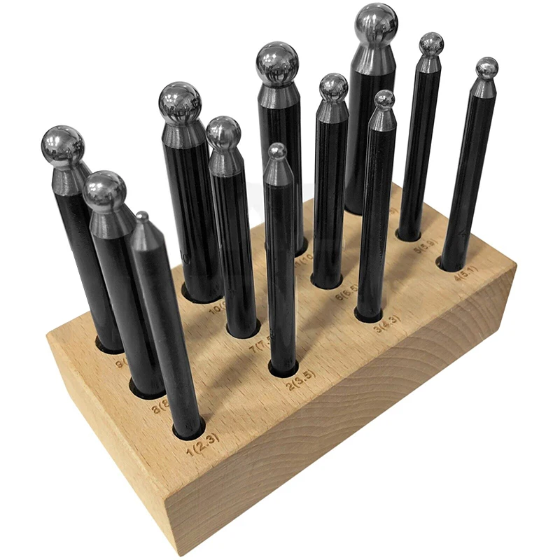 Wholesale 12pcs Metal Dome Jewelry Punching Hole Punch Set with Wooden Stand